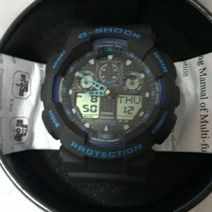 Casio G-Shock GA- BLK BLUE Resin Men's Watch
